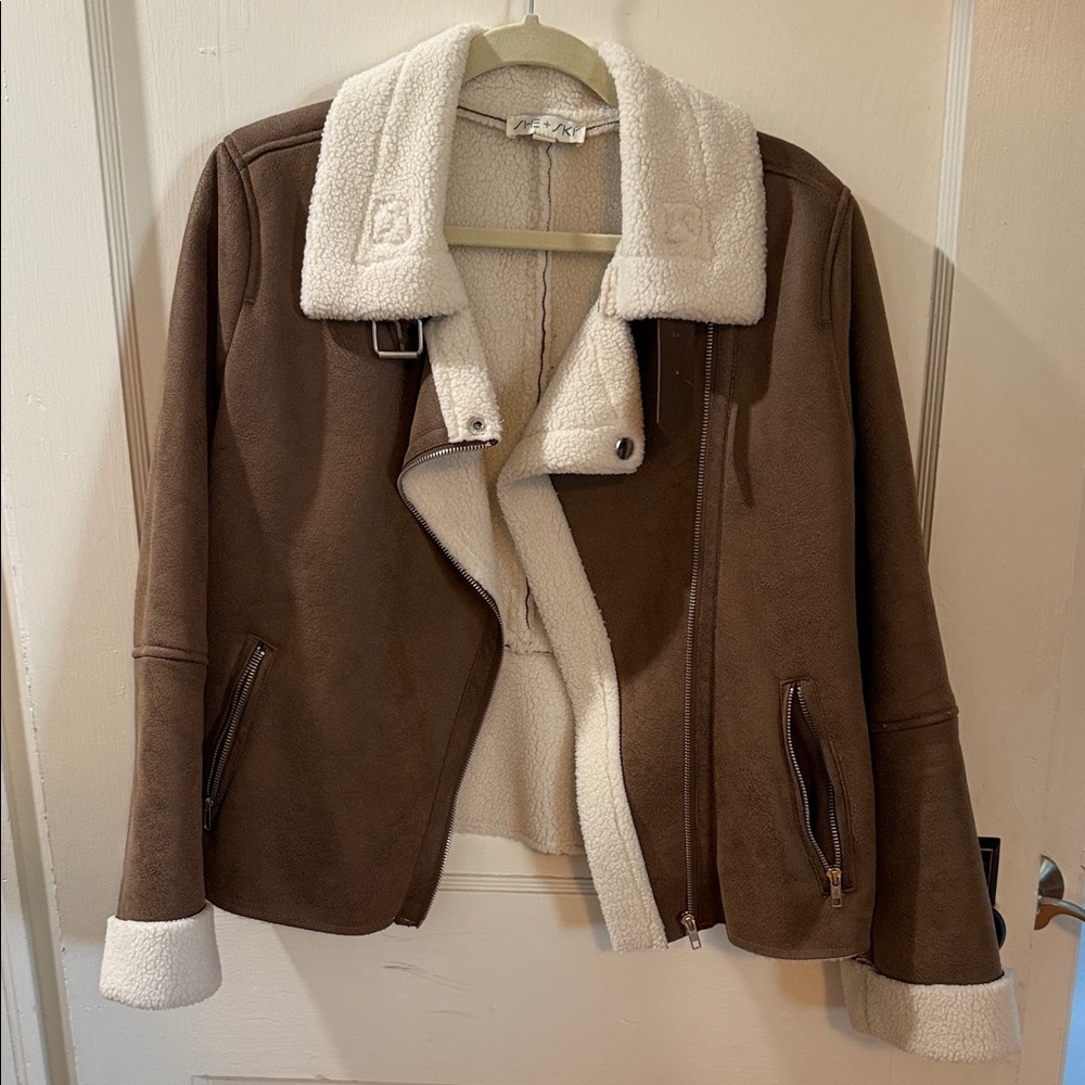 She + Sky Brown and Cream Teddy Jacket